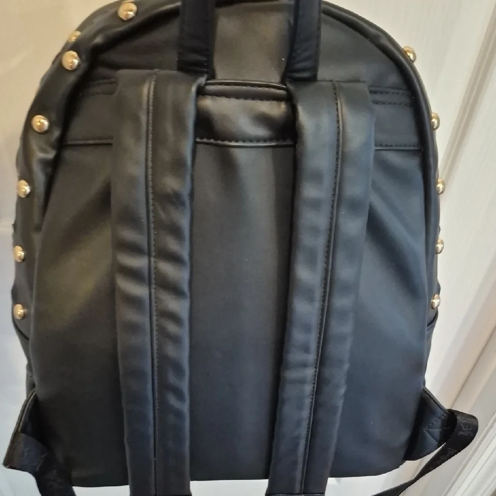 Betsey Johnson Black and White Embroidered Striped Backpack